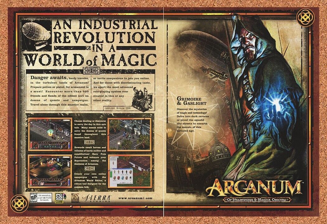 Arcanum Of Steamworks Magick PC Original 2002 Ad Authentic Video Game Promo
