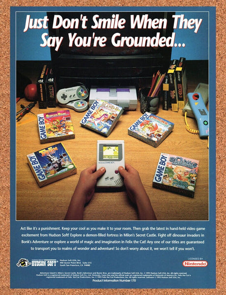 1993 Hudson Soft Game Boy Games Original Advertisement / Retro Wall Art v1
