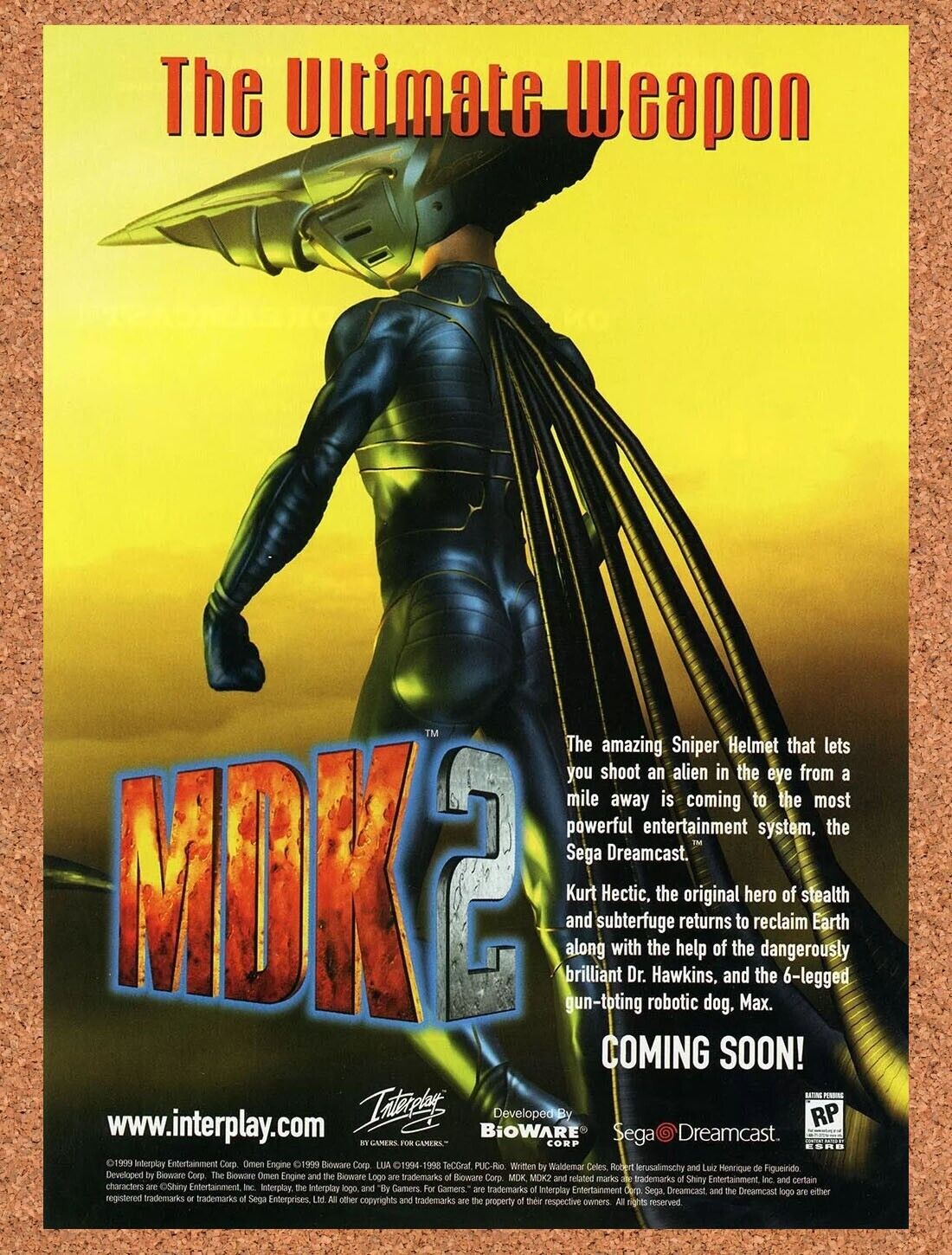 MDK 2 Dreamcast Original 1999 Ad Authentic Sega Video Game Promo