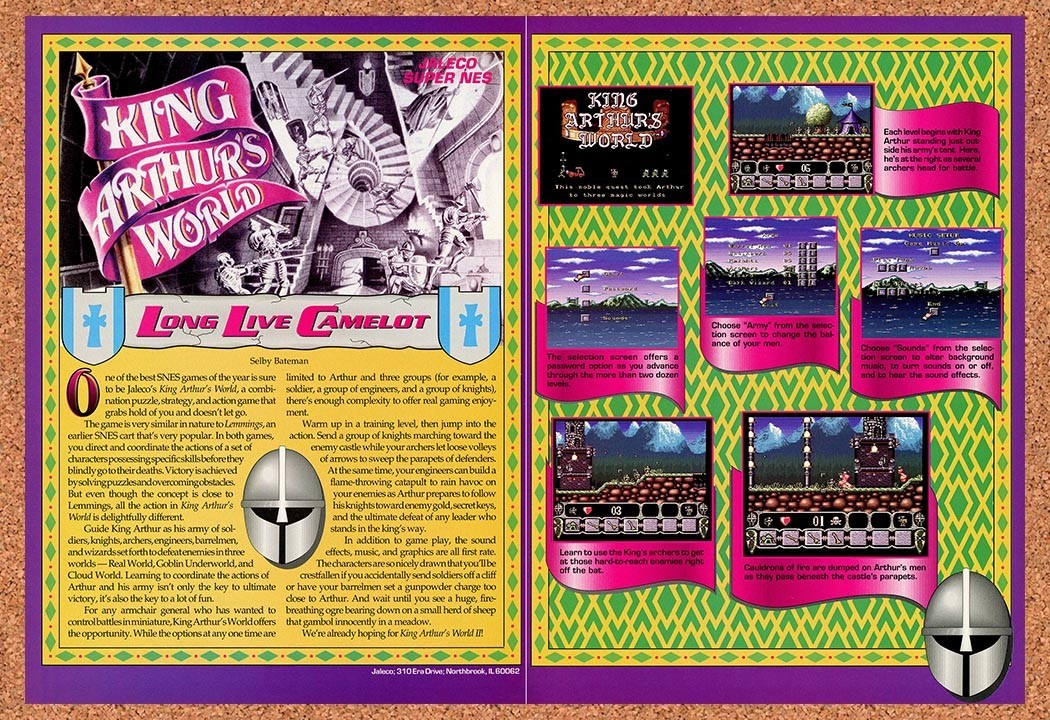 1993 King Arthur's World SNES Original Advertisement / Retro Promo v1