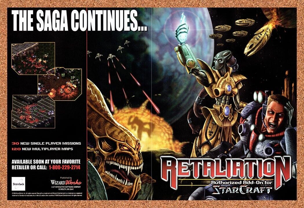 1998 StarCraft Retaliation PC Original Advertisement / Retro Wall Art v1