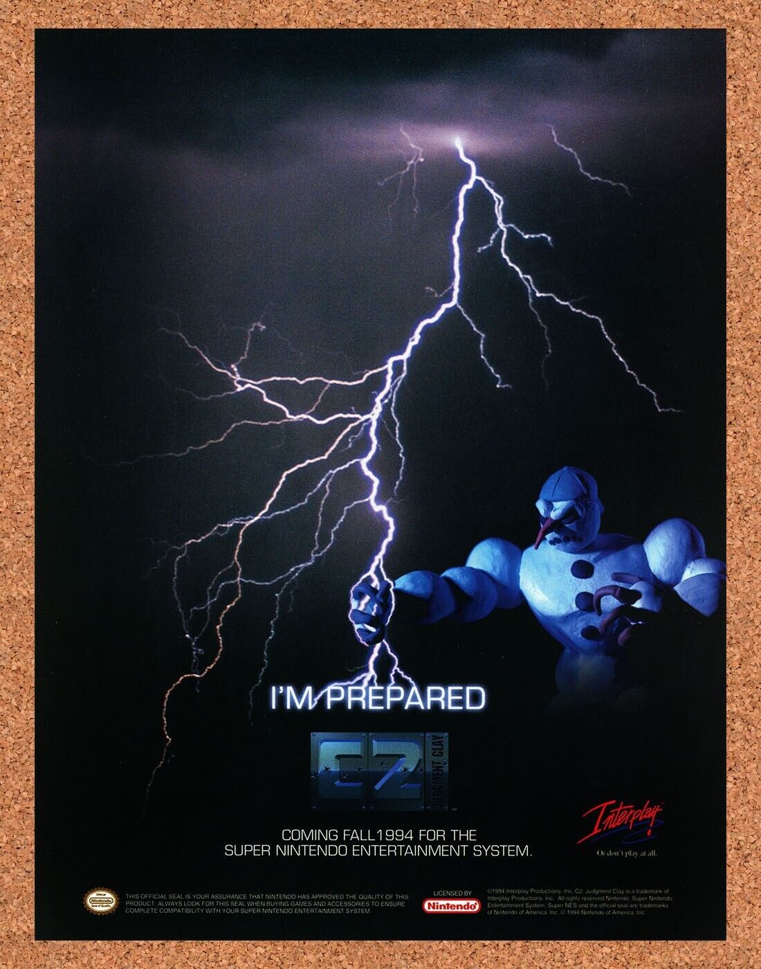 Clay Fighter 2 Judgement Clay SNES Original 1994 Ad Authentic Video Game Promo