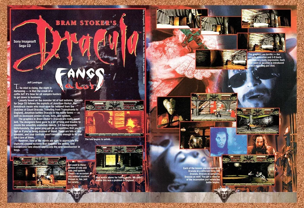 1993 Bram Stokers Dracula Sega CD Original Ad v2