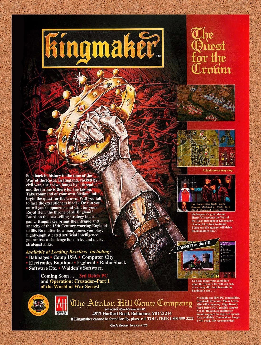 1994 Kingmaker The Quest For The Crown Amiga Original Ad v1