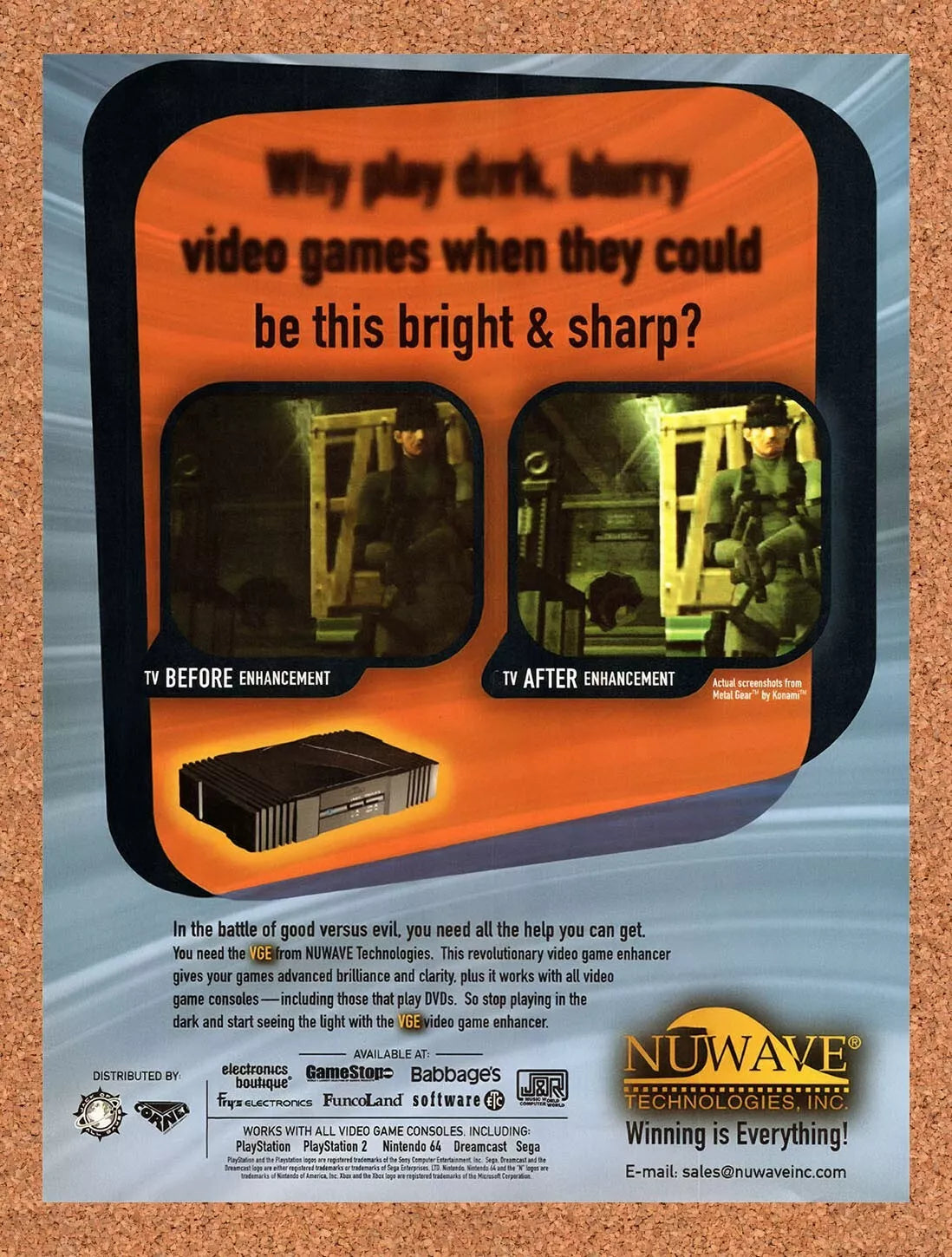 2001 Metal Gear Solid Nuwave VGE Game Enhancer Original Ad v6