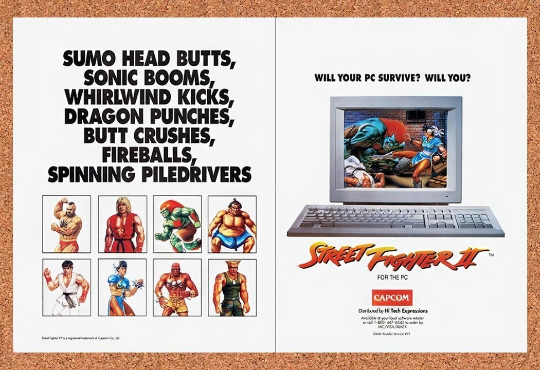 1994 Street Fighter II PC Original Ad v3