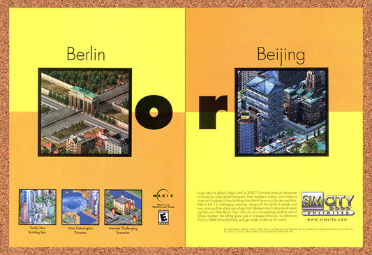 2001 Sim City Unlimited 3000 PC Original Advertisement / Retro Wall Art