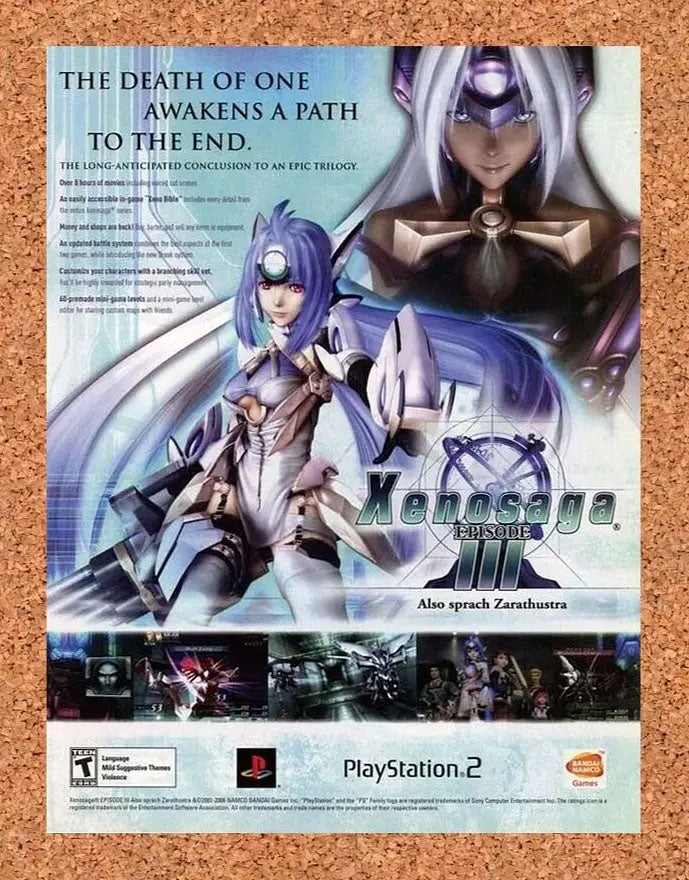 2006 Xenosaga Episode III PS2 Original Advertisement / Retro Wall Art