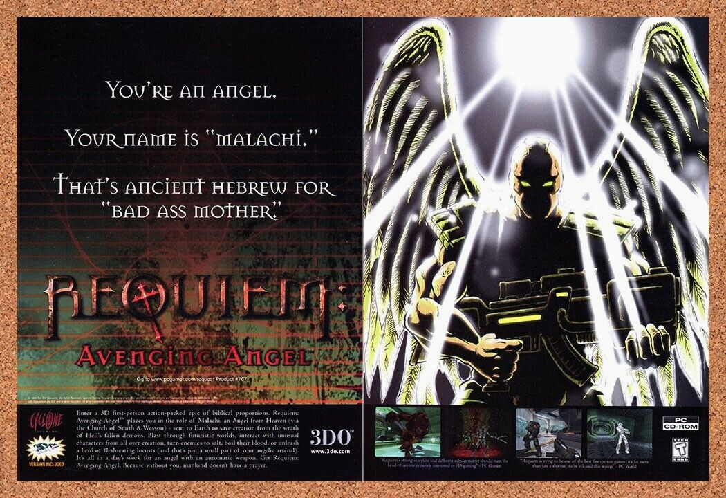 Requiem Avenging Angel PC Original 1998 Print Ad Authentic 3DO Video Game Promo