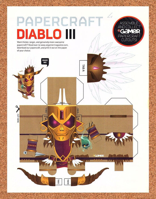 Diablo III PaperCraft Original 2011 Ad Authentic Video Game Collectible Promo