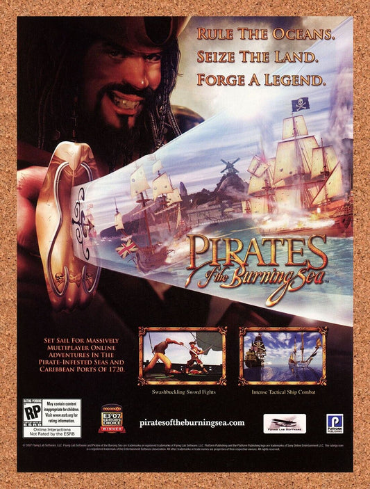Pirates Of the Burning Sea PC Original 2009 Ad Authentic Video Game Promo