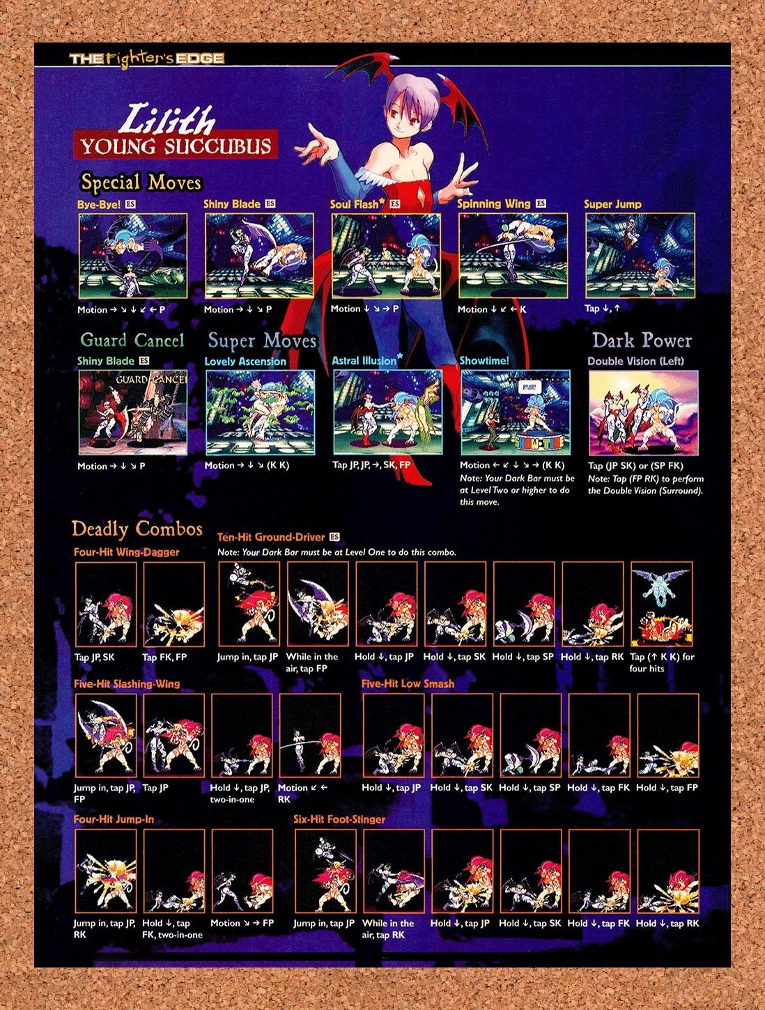 1999 Darkstalkers 3 Lilith Young Succubus Combos Original Ad / Promo vr3