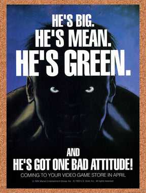 1994 Hulk Genesis Original Advertisement / Retro Wall Art v6