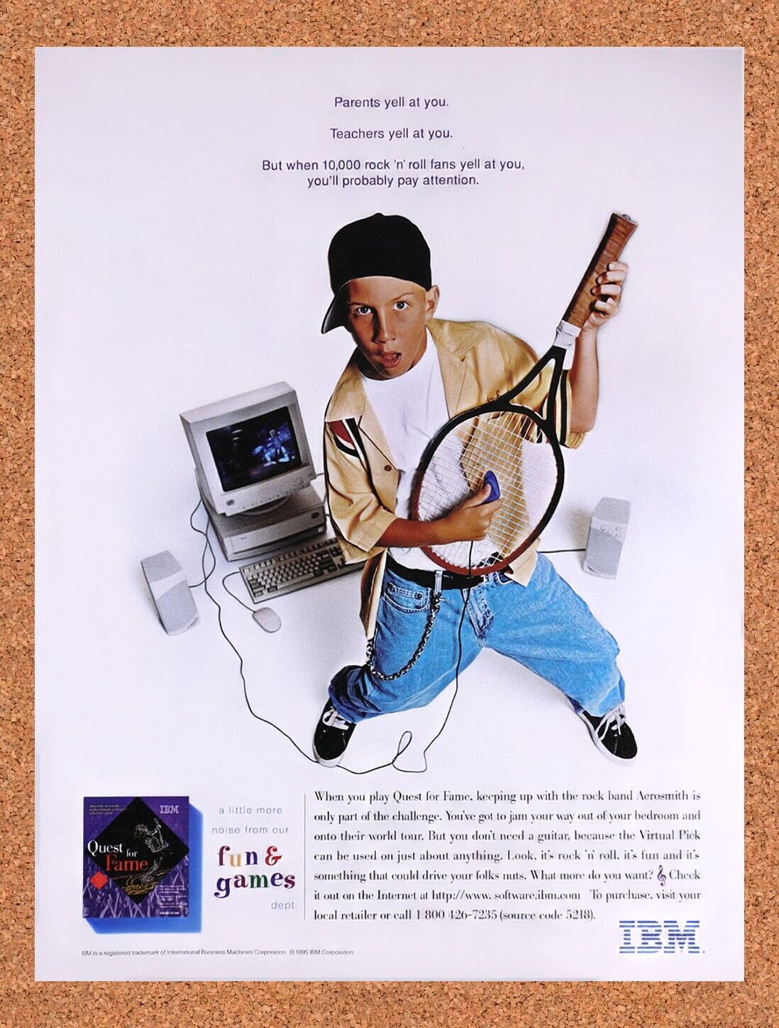 1995 Quest For Fame IBM Original Advertisement / Retro Wall Art v1