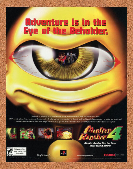 Monster Rancher 4 PS2 Original 2004 Ad Authentic Tecmo Video Game Promo Art 1