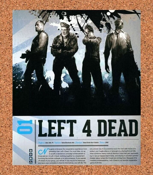 Left 4 Dead Xbox 360 Original 2009 Ad Authentic Zombie Video Game Promo Art