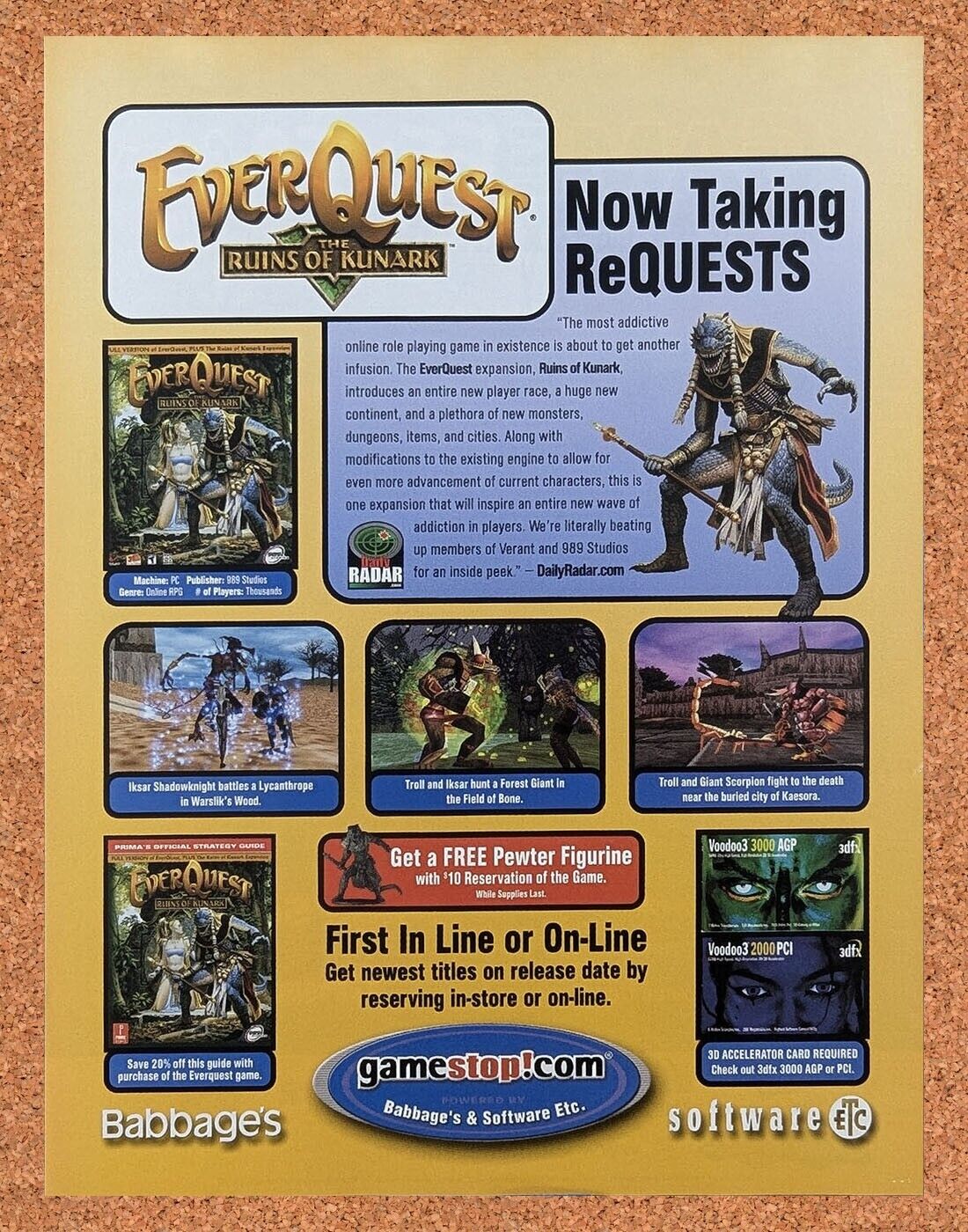 EverQuest Ruins Of Kunark PC Original 2001 Ad Authentic EB Game Video Game Promo