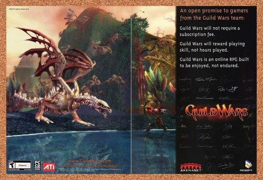 Guild Wars PC Original 2005 Ad Authentic ATI MMORPG Video Game Promo v3