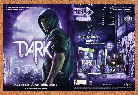 Dark Xbox 360 Original 2014 Ad Authentic Action RPG Video Game Promo Artwork