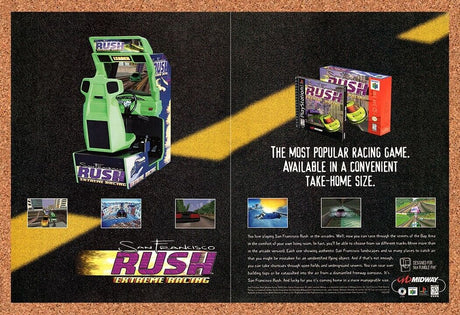 1998 San Francisco Rush Extreme Racing N64 Original Ad / Retro Wall Art v2