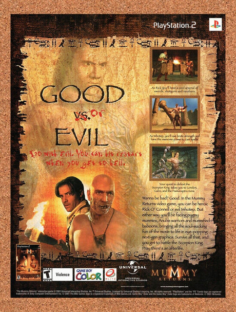 2001 The Mummy Returns GBC Original Advertisement / Retro Wall Art v2