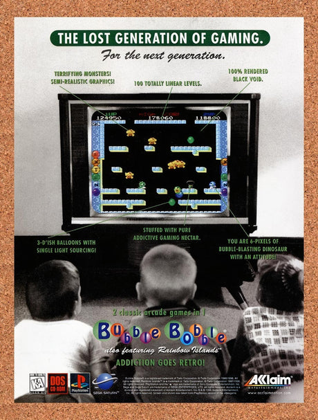 1996 Bubble Bobble PS1 Original Advertisement / Retro Promo v2