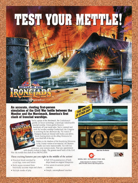 1996 Battle Of The Ironclads PC Original Advertisement / Retro Promo v1