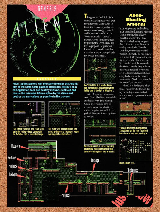 1992 Alien 3 Genesis Original Advertisement / Retro Wall Art v2