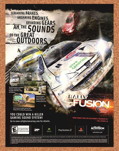 Rally Fusion Xbox Original 2003 Ad Authentic Racing Video Game Promo Wall Art