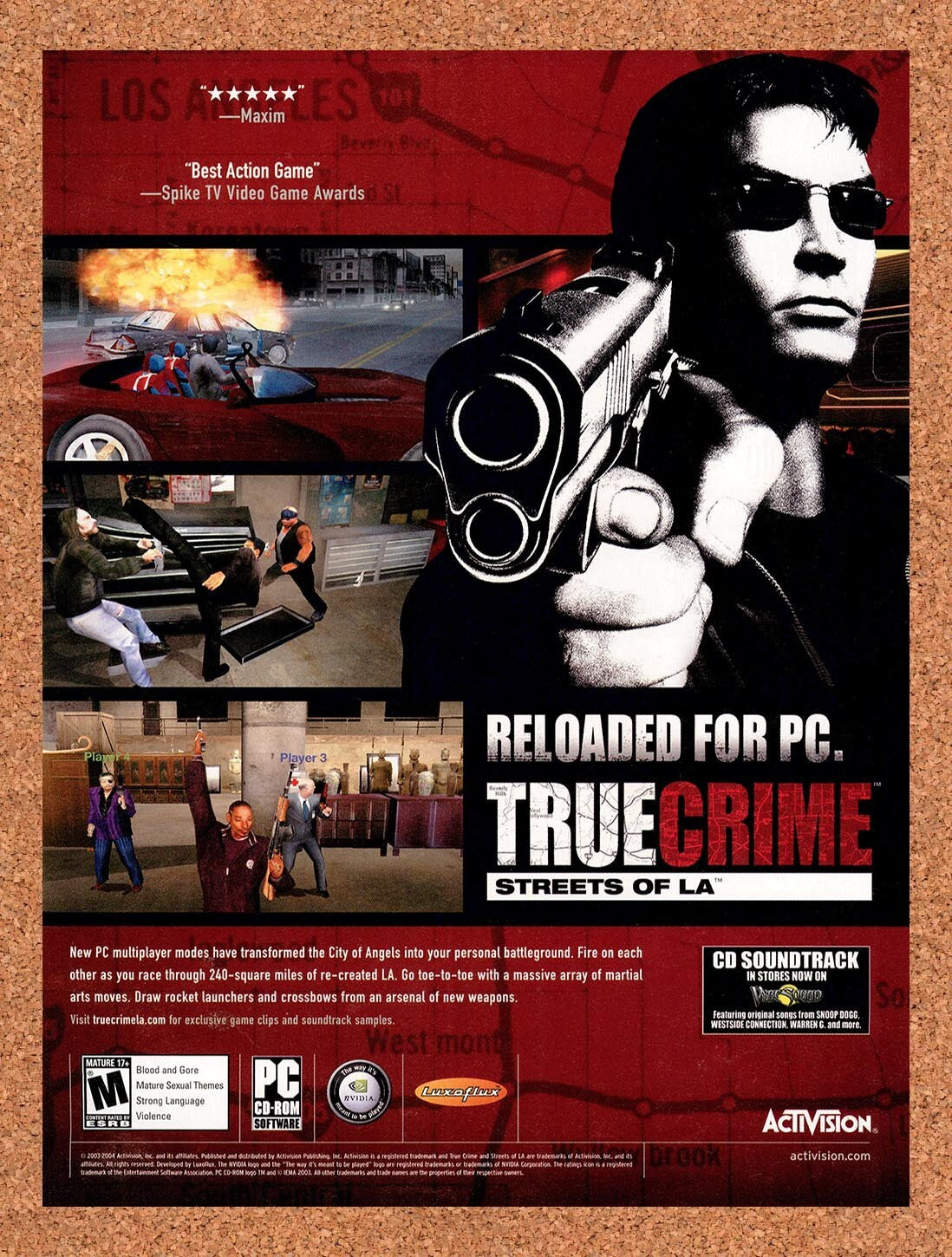 2004 True Crime Streets Of LA Reloaded For PC Original Ad / Retro Wall Art v6