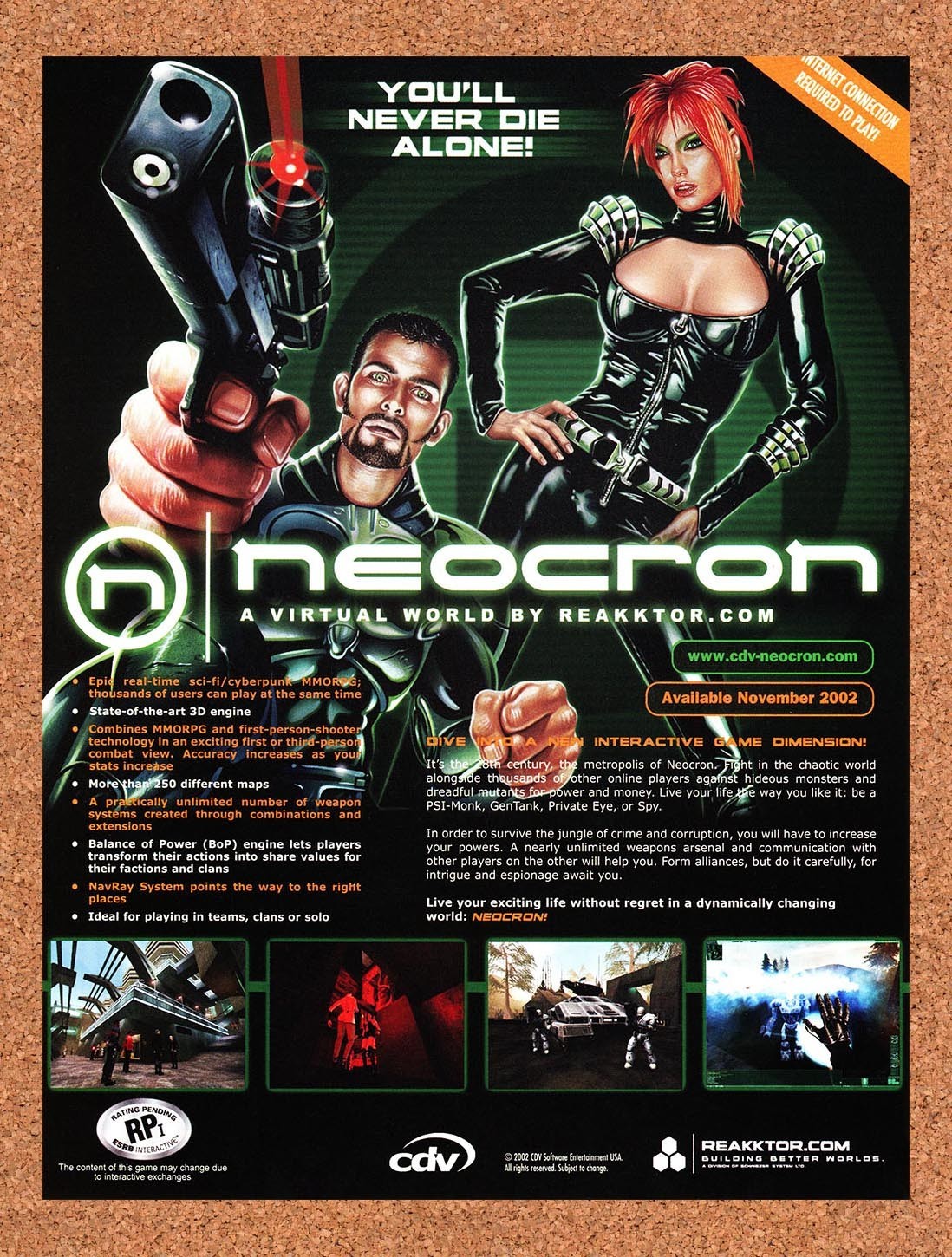 2002 Neocron PC Original Advertisement / Retro Promo v1