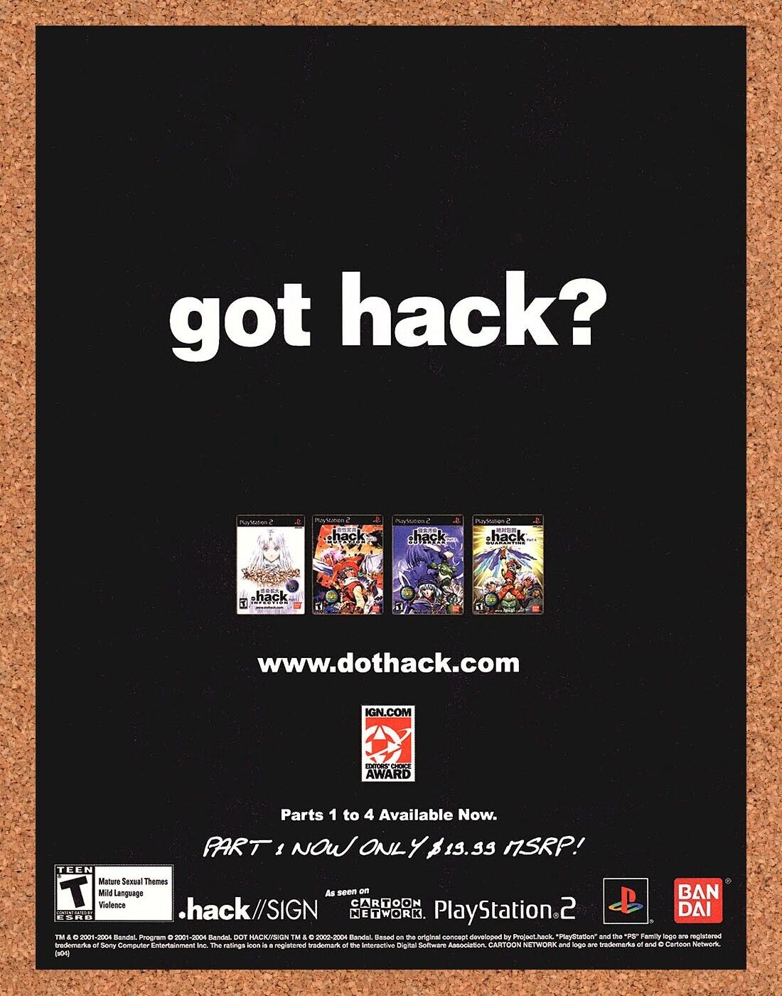 Dot Hack Collection PS2 Original 2003 Ad Authentic Ban Dai Video Game Art Promo