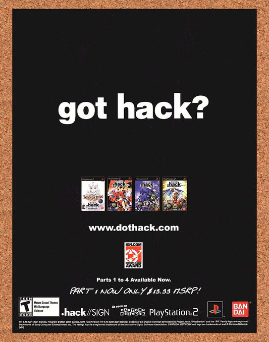 Dot Hack Collection PS2 Original 2003 Ad Authentic Ban Dai Video Game Art Promo