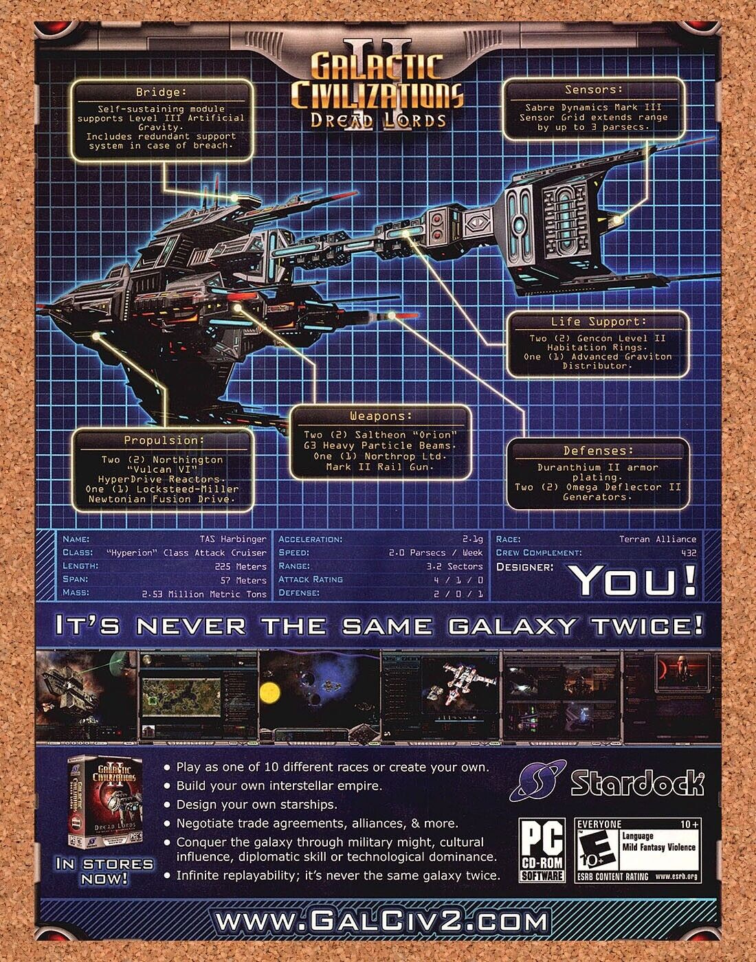 Original 2006 Galactic Civilizations II PC Vintage Ad - Video Game Art Promo