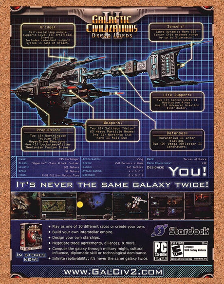 Original 2006 Galactic Civilizations II PC Vintage Ad - Video Game Art Promo
