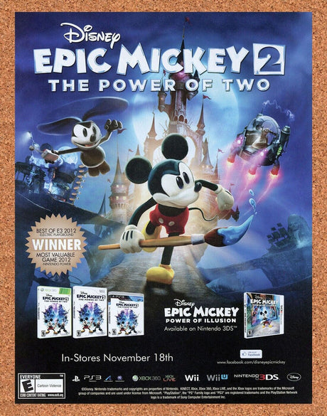 Epic Mickey 2 Power Of Two Wii Original 2014 Ad Authentic Video Game Promo