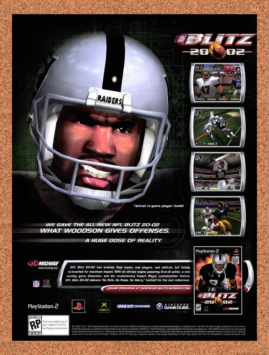 2002 NFL Blitz 20-02 PS2 Original Advertisement / Retro Promo v1