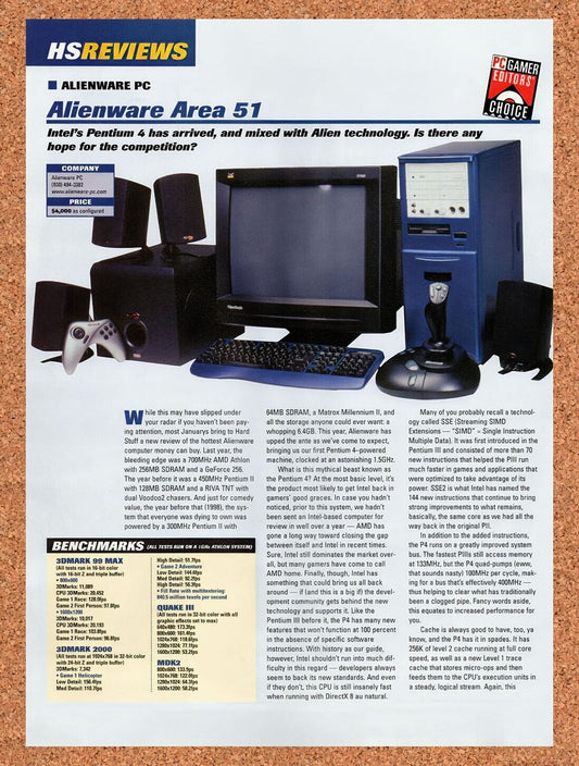 2000 Alienware Area-51 Original Advertisement / Retro Wall Art v28