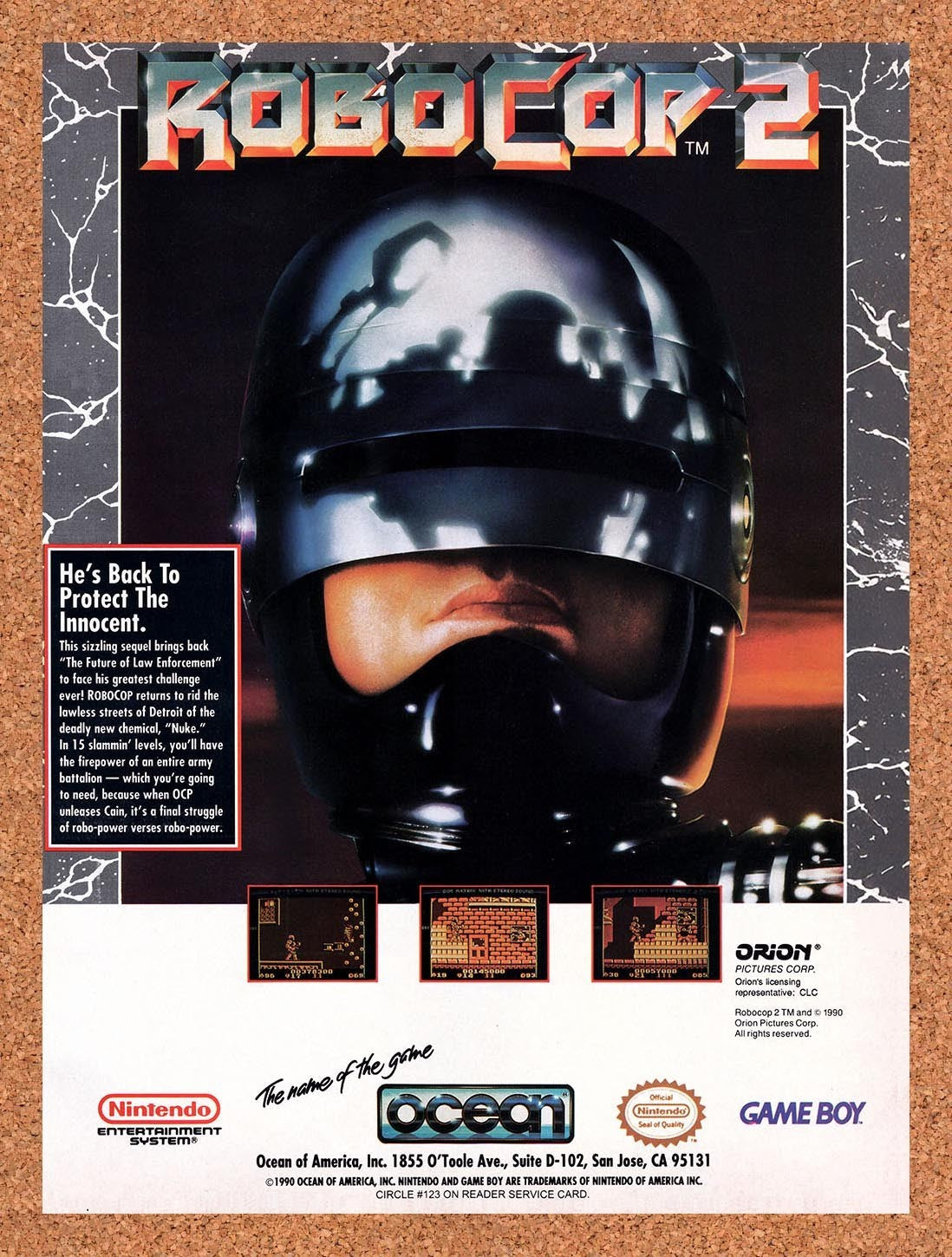 1992 Robocop 2 NES Original Advertisement / Retro Promo v1