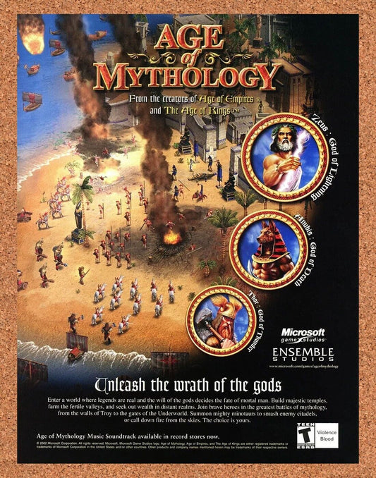 Age Of Mythology PC Original 2003 Ad Authentic Microsoft RTS Video Game Promo
