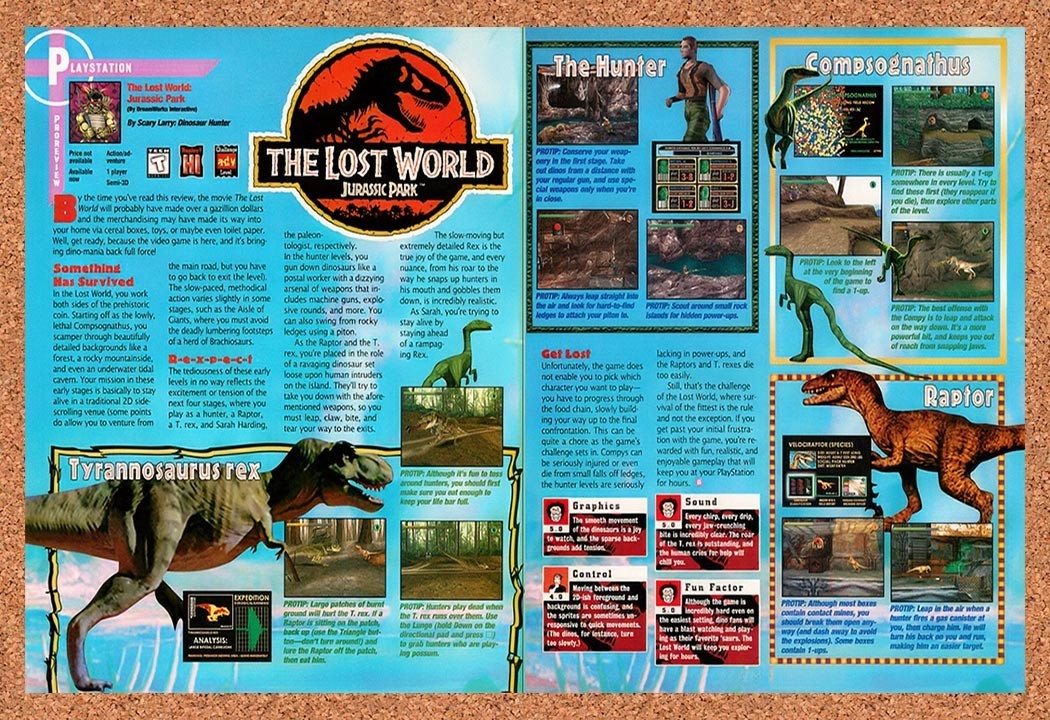 1997 The Lost World Jurassic Park PS1 Original Advertisement / Retro Promo vr1
