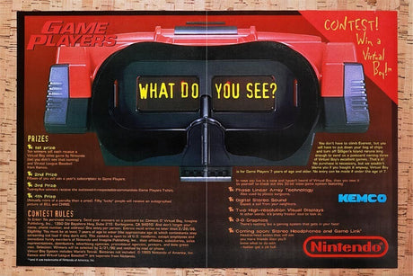 1995 Virtual Boy Name A Game Sweepstakes Original Ad / Retro Wall Art v5