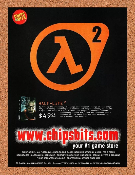 Half-Life 2 PC Original 2005 Ad Authentic Chipsbits Game Store Video Game Promo