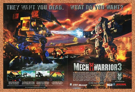 MechWarrior 3 PC Original 2000 Ad Authentic Microsoft Mech Video Game Promo