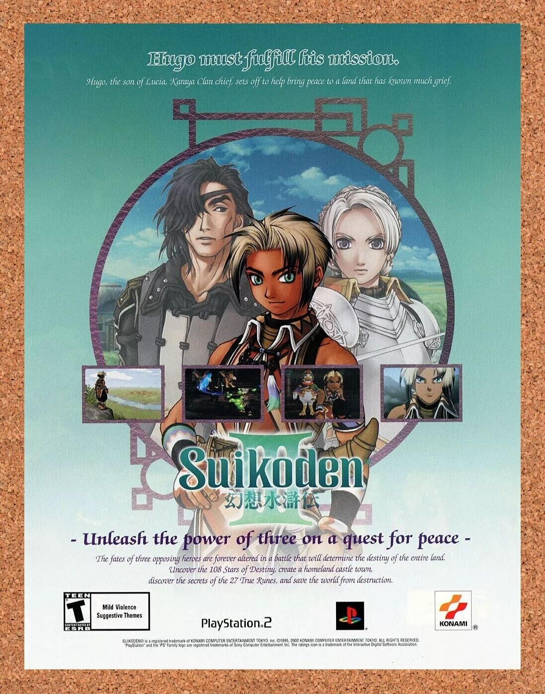 Suikoden III PS2 Original 2002 Ad Authentic PlayStation Video Game Promo v3