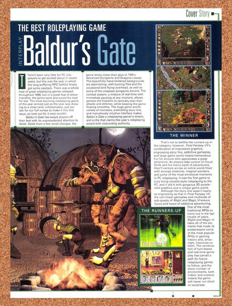 1999 Baldur's Gate The Best Roleplaying Game Original Advertisement / Promo vr2