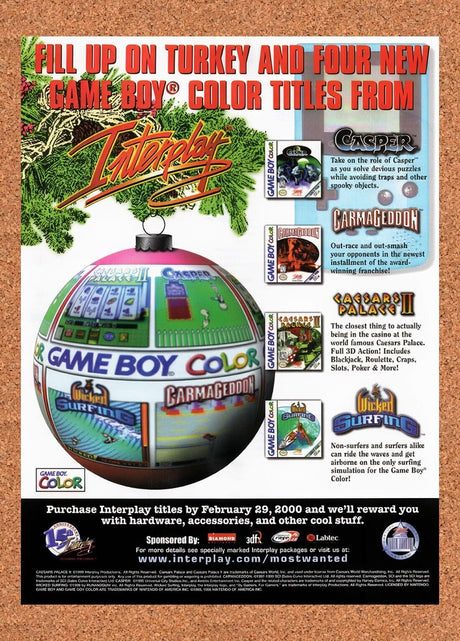 1999 Interplay GBC Holiday Launch Titles Original Ad / Retro Wall Art v3