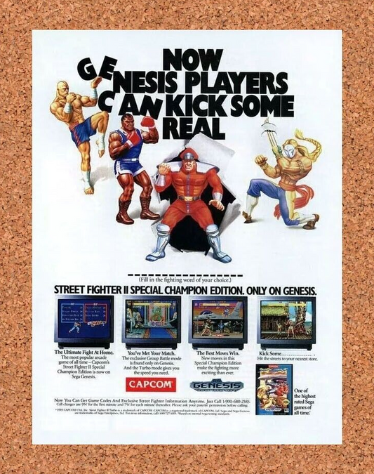 Street Fighter Genesis Original 1992 Ad Authentic Capcom Video Game Promo