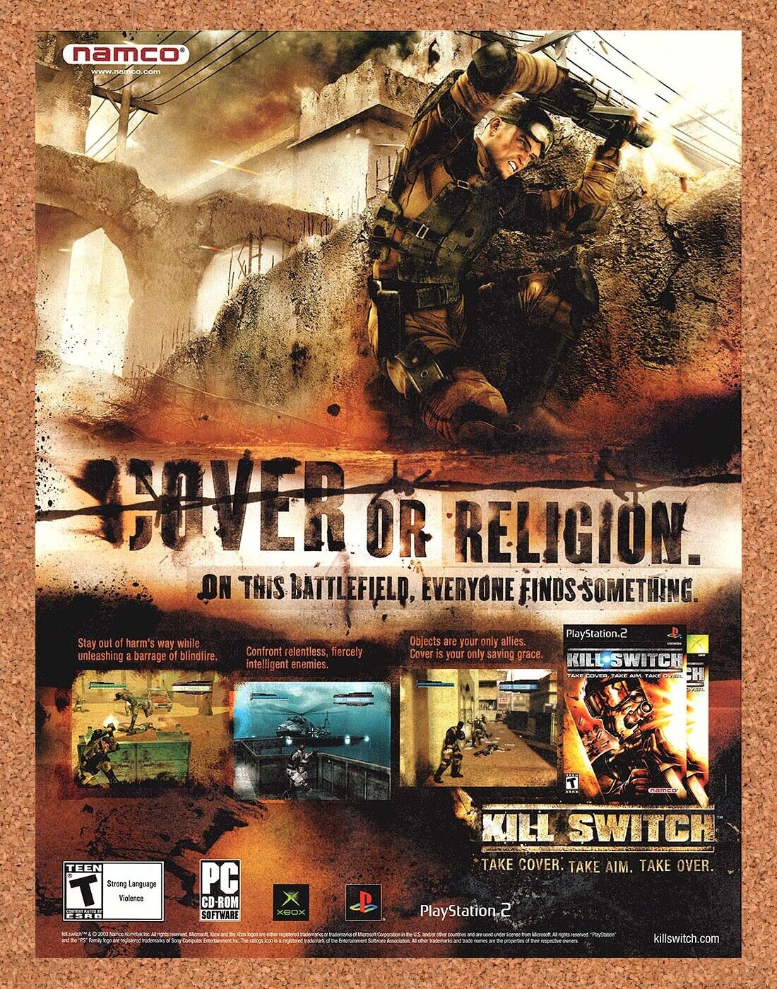 Kill Switch PS2 Original 2003 Print Ad Authentic Namco Video Game Art Promo