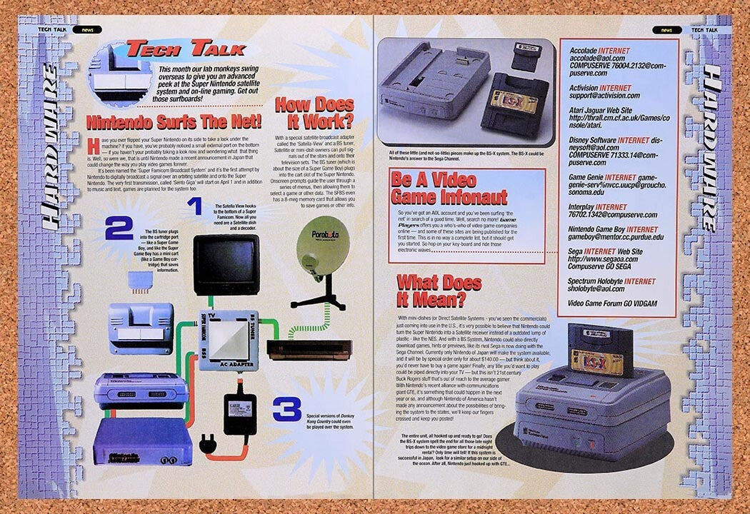 1995 Nintendo SNES Satellite Original Advertisement / Retro Wall Art v3
